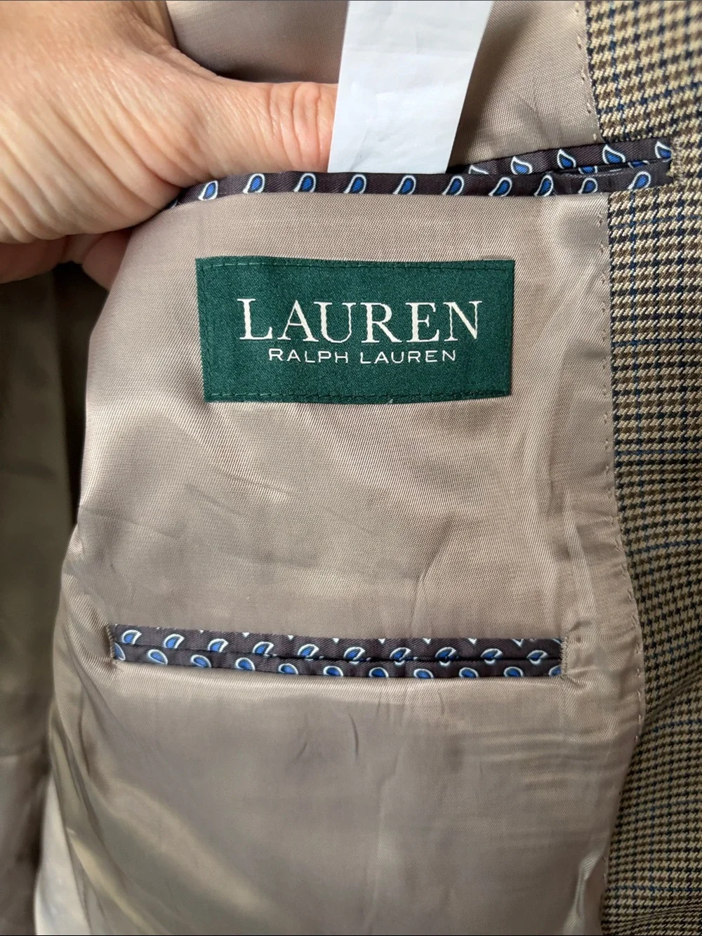Ralph Lauren Tan Houndstooth Sport Coat Size 42L